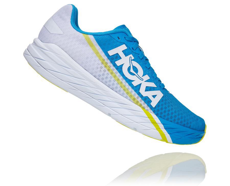 Tenis Hoka One One Hombre Blancos/Azules - Rocket X - HTGR63928